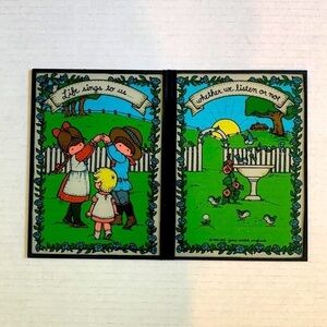 RARE vintage Joan Walsh Anglund Stained Glass Duo